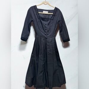 True vintage 1950s Addie Masters California black cocktail dress-S